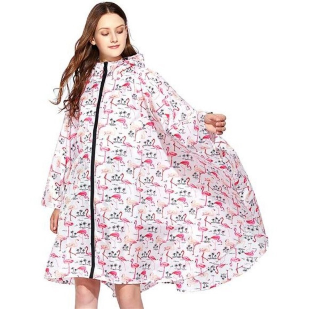 Rain Poncho for Women Hooded Jacket Waterproof Reusable Rain Coat with Pockets